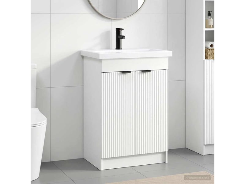 Ensemble de mobilier de salle de bain blanc 78.5x37.5x81 cm shl9792 - Conforama B