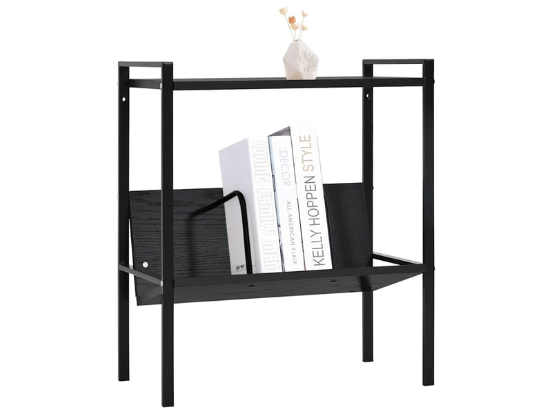  Bibliothèque 2 niveaux, armoire à livres noir 52x28x59 cm bois d'ingénierie  - Conforama A