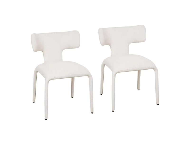  Chaise de salle à manger lot de 2 pivotantes avec dossier incurvé et roulettes en lin et métal crème abricot  - Conforama A