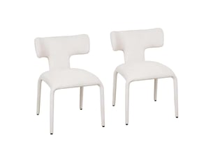 Chaise de salle à manger lot de 2 pivotantes avec dossier incurvé et roulettes en lin et métal crème abricot