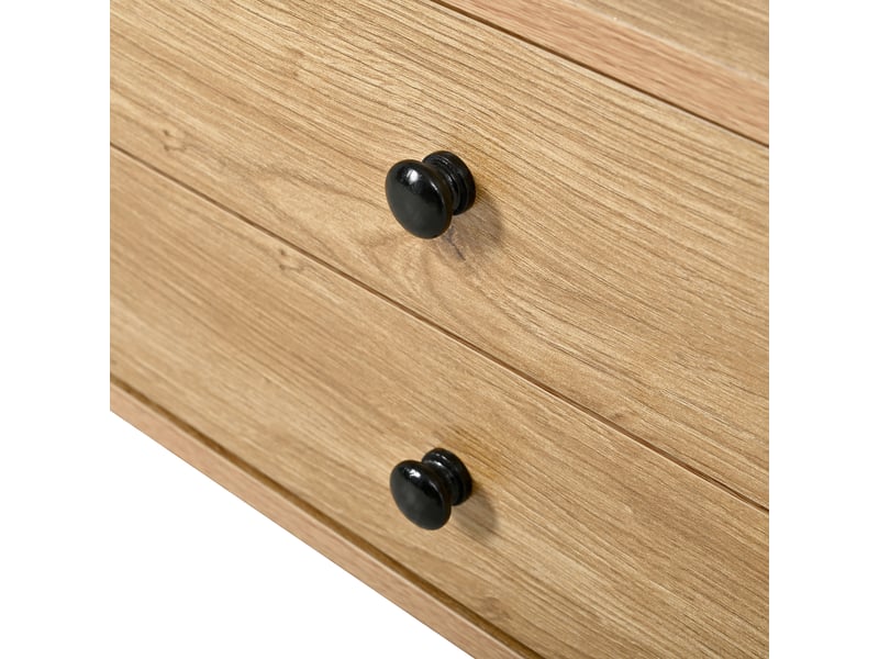 Table basse 100x50 cm en mdf avec portes coulissantes et tiroirs coloris chêne chicfurn - Conforama E