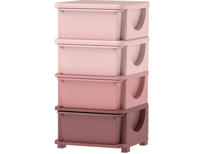  Meuble de rangement enfant 37x37x76 cm – rose – 4 tiroirs, bords arrondis et assise pratique  - Conforama A