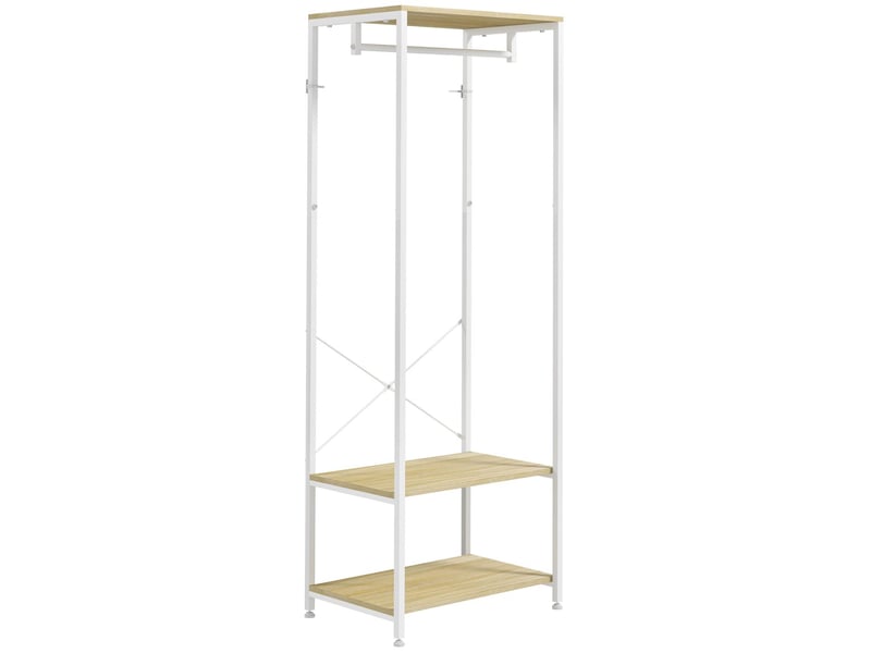  Porte-manteau avec tringle et 2 étagères métal blanc aspect bois 60 x 40 x 167,5 cm  - Conforama B