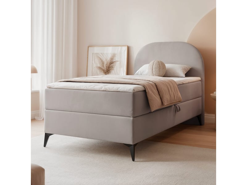  Lit coffre noelia - 70x200 cm - ouverture à droite - avec matelas - gris NOELIA - Conforama B