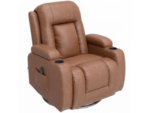 Fauteuil de massage chauffant inclinable repose-pieds ajustable télécommande marron clair