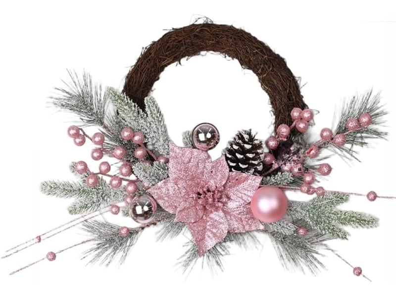  Guirlande de noël artificielle rose – décoration de fête pour porte, mur et intérieur  - Conforama C