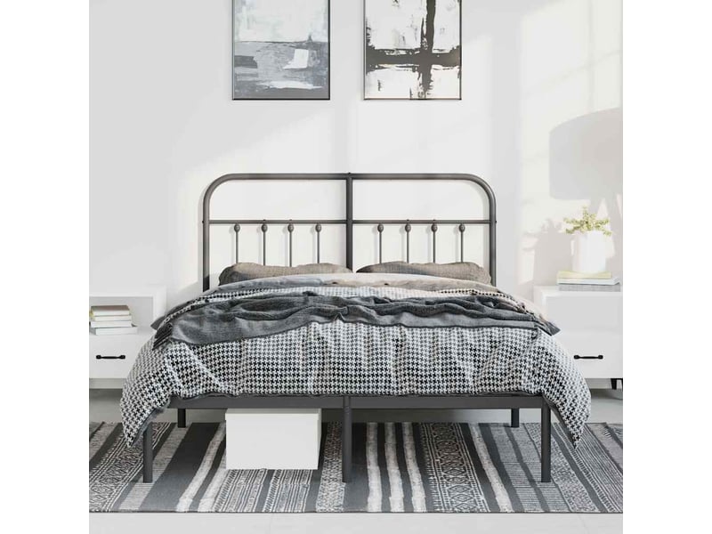  Lit double- lit adulte -  cadre de lit métal sans matelas avec tête de lit noir 150x200cm  - Conforama B