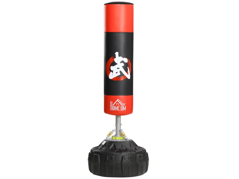 Sac de frappe autoportant adulte, base lestable sable (60kg)eau (50kg), ressorts amortisseurs, ø60×180 cm, noirrouge - Conforama A