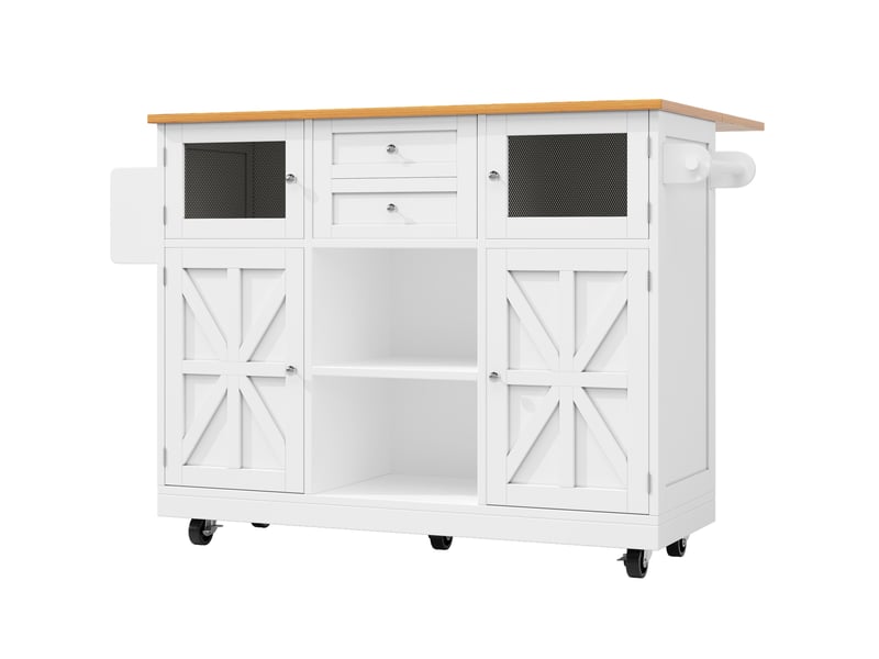  Îlot de cuisine 140x40x93,5 cm rabattable mdf blanc  - Conforama A
