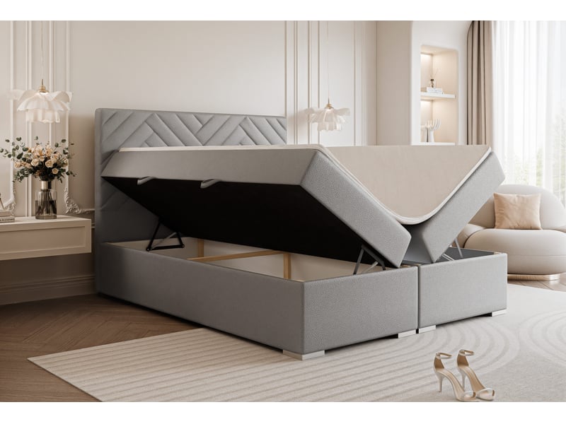  Lit coffre nerea - 160x200 cm - avec matelas et surmatelas - éco-cuir - gris NEREA - Conforama C