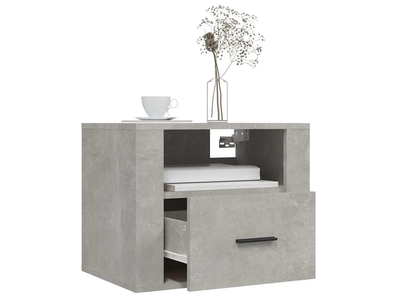  Table de chevet - cabinet de chevet - table de nuit murale gris béton 50x36x40 cm  - Conforama C
