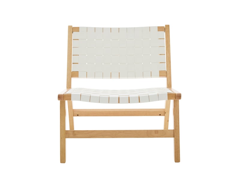  Fauteuil sans accoudoirs à motif damier en pu blanc  - Conforama A