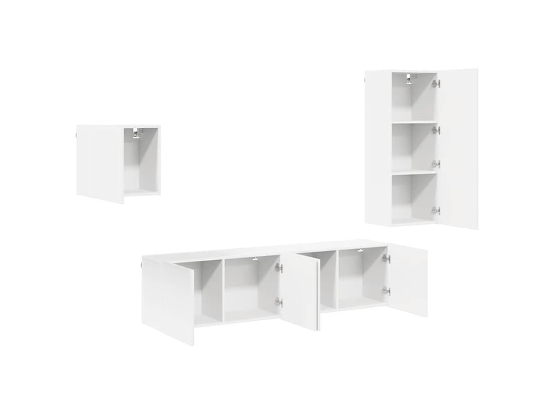  Unités murales tv 4 pcs blanc bois d'ingénierie  - Conforama D