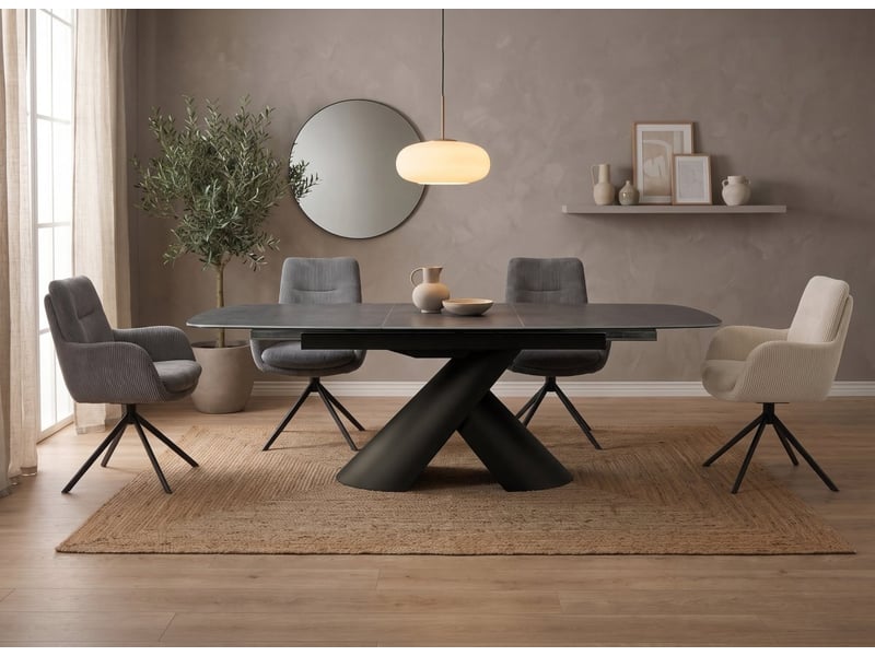  Table à manger extensible pieds métal marron plateau céramique 180-240 cm milano MILANO-MARR - Conforama B
