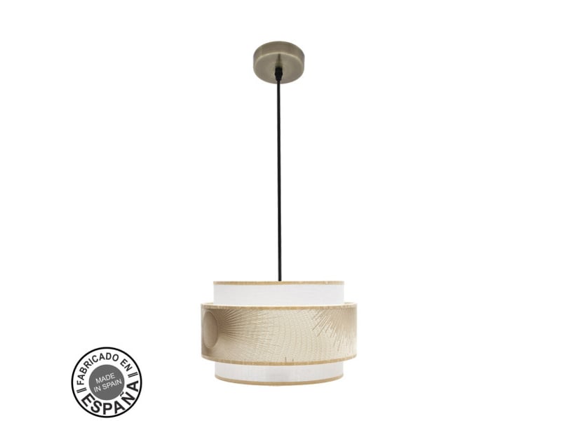  Suspension fabrilamp nepal cuir blanc doré 1 x e27 ø 30 cm 227893014 - Conforama A
