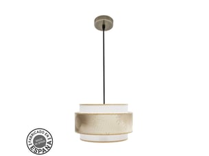 Suspension fabrilamp nepal cuir blanc doré 1 x e27 ø 30 cm