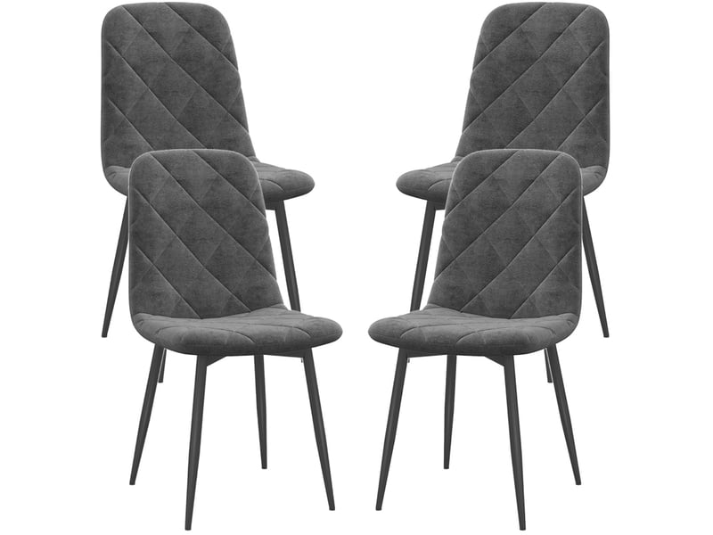  Chaises de salle à manger 45x54x87 cm lot de 4 avec dossier aspect velours métal gris  - Conforama A