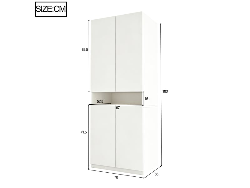  Armoire modenvie avec rangement led 70 x 55 x 180 cm mdf blanche  - Conforama C