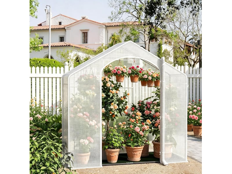 Serre de jardin 200x80x200 cm toile maillée métal blanc - Conforama B