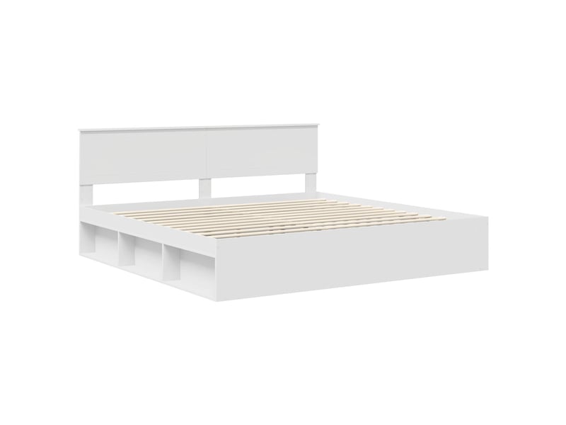  Lit double- lit adulte -  cadre de lit avec tête de lit blanc 200 x 200 cm pin massif  - Conforama C