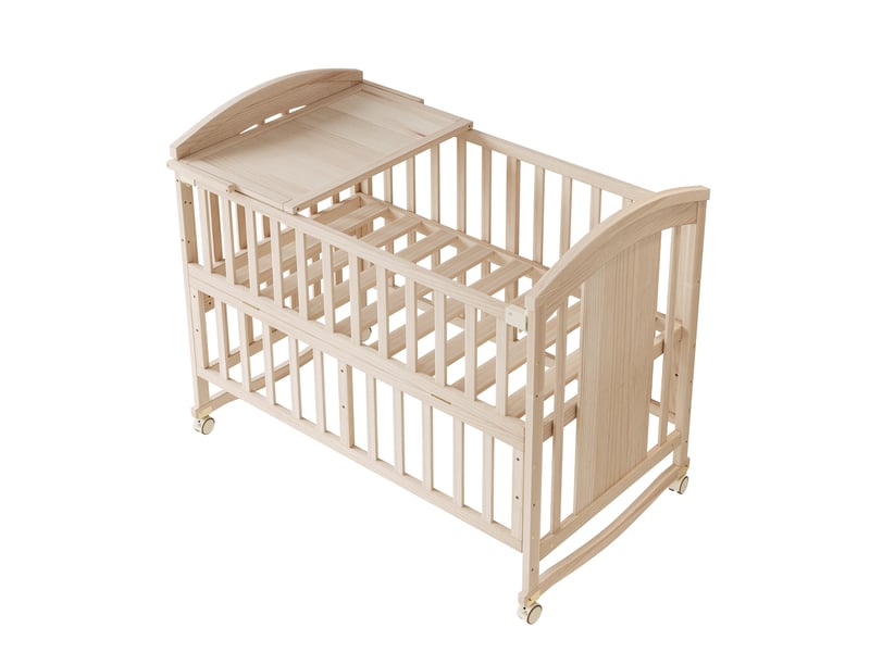 Lit bébé multifonction en bois naturel 120 × 60 cm, table à langer, extensible +40 cm - Conforama E