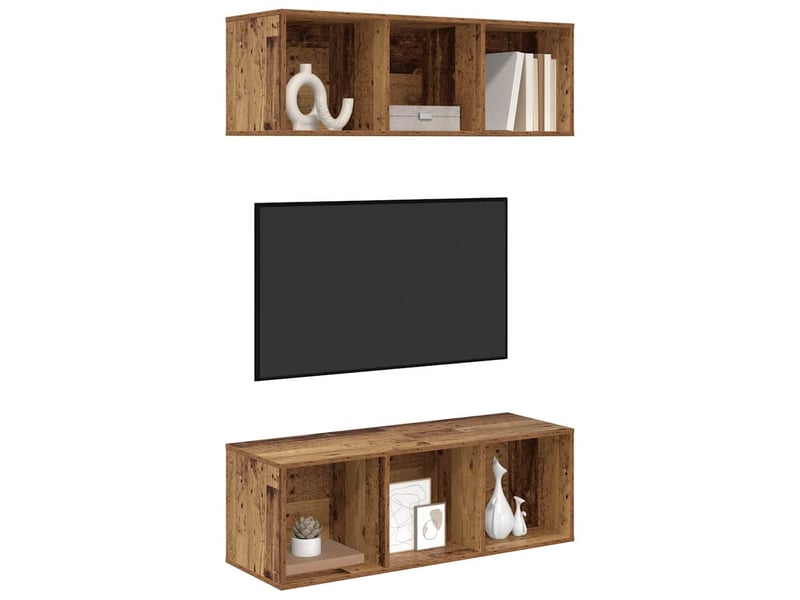  Ensemble meuble tv - banc tv - meuble de rangement 2 pcs bois ancien bois d'ingénierie  - Conforama C