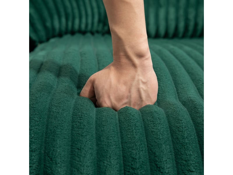  Canapé 1 place en velours côtelé vert émeraude avec 3 coussins, sans montage, 125x155x63 cm  - Conforama R