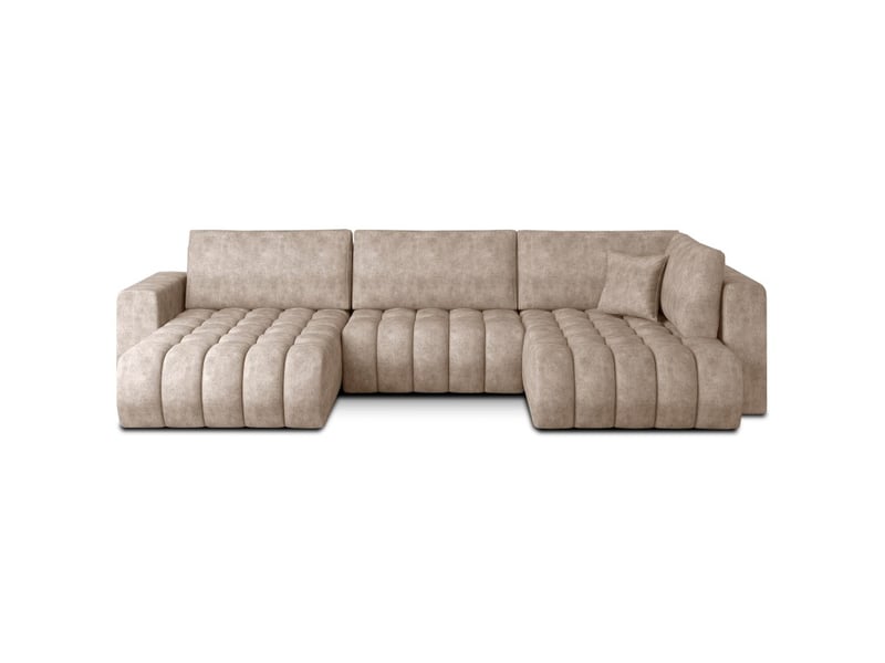  Canapé d'angle bonita convertible 6 places beige effet marbré – gauche – 350x175cm  - Conforama A