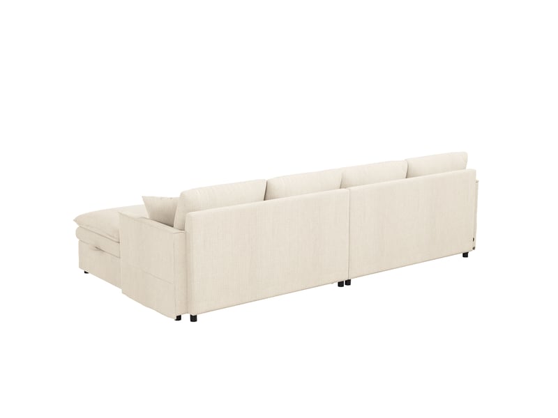  Canapé d’angle 6 places modulable u ou l 277x135x80 cm coton-lin beige  - Conforama R