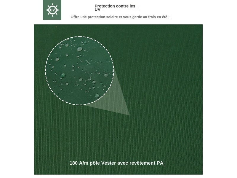  Parasol de jardin - protection solaire - polyester - vert - 300 x 400 x 20 cm - terrasse balcon jardin - structure stable 84C-102GN - Conforama E