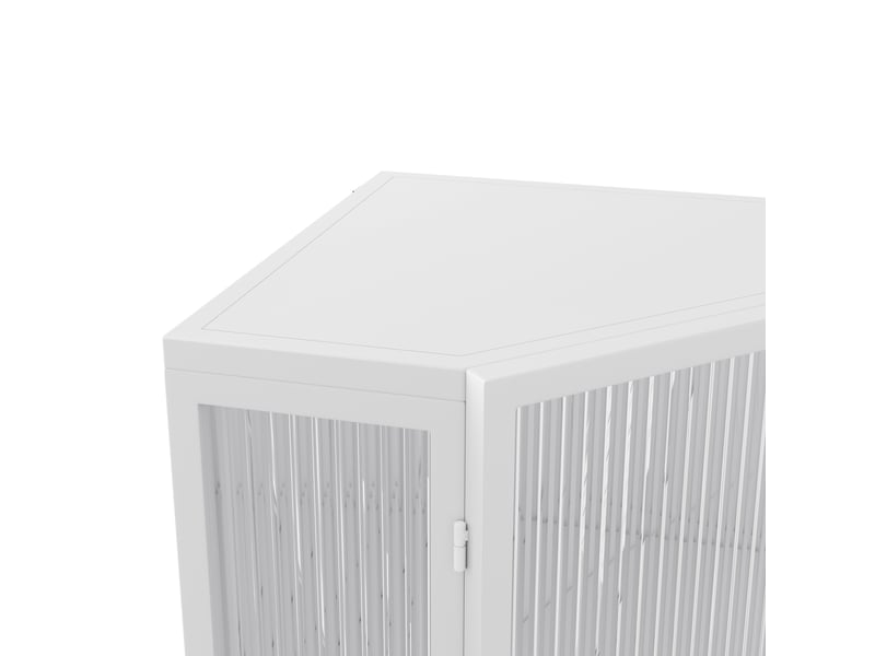  Meuble d'angle 3 niveaux 1 porte verre trempé et métal blanc 56x42.5x110 cm W2552P481337 - Conforama D