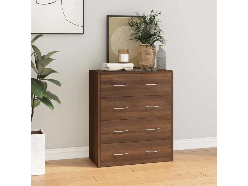  Buffet - bahut - meuble de rangement avec 4 tiroirs 60x30,5x71 cm chêne marron  - Conforama B