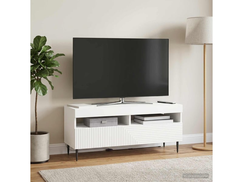  Meuble tv - banc tv - meuble de rangement led blanc bois d'ingénierie  - Conforama D