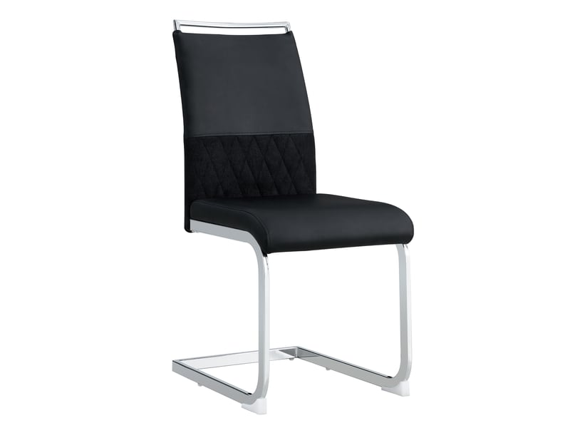 Lot de 2 chaises de salle à manger noires, dossier haut en polyuréthane et lin, assise rembourrée, style moderne  - Conforama A
