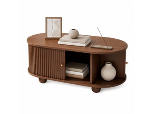Table basse ovale coloris bois foncé   - 50 cmx100 cm