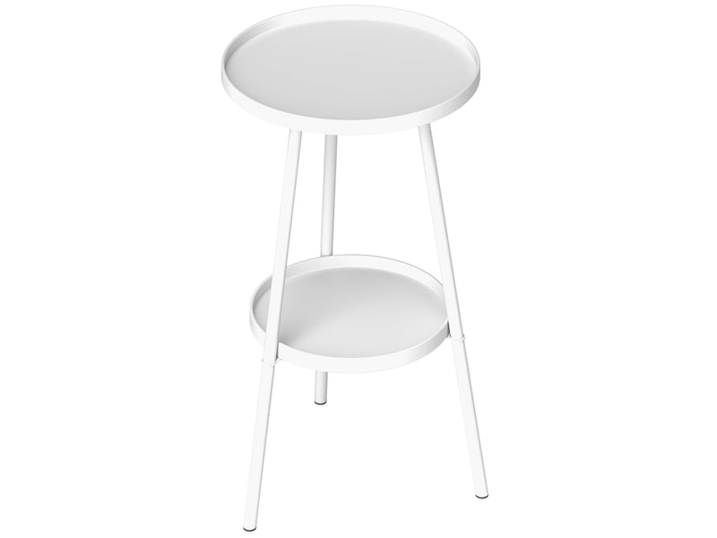  Table de jardin ronde à 2 niveaux avec rebords surélevés et plateau inférieur, pour une utilisation intérieure et extérieure, ø 32 x 51 cm, blanche  - Conforama B