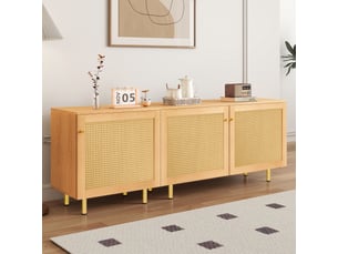 Buffet modulable avec 3 portes et étagères de rangement pour salle à manger en mdf naturel