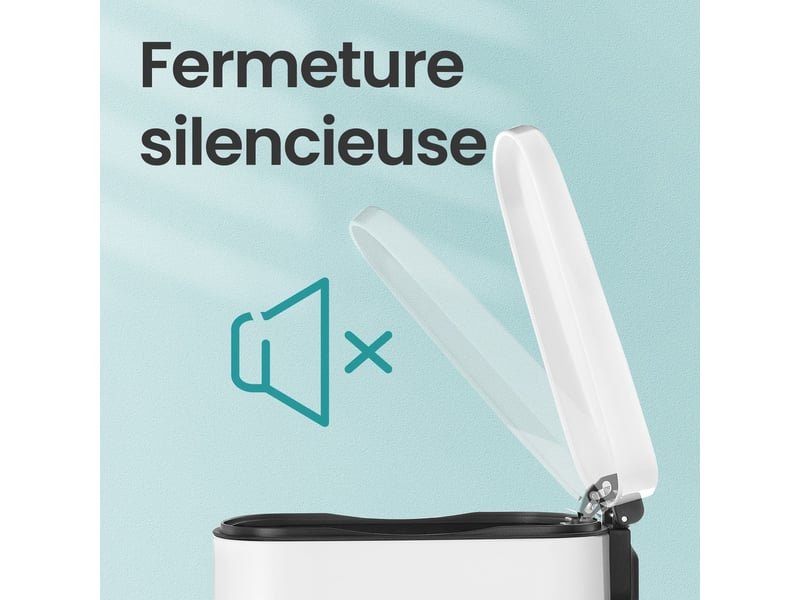  Poubelle de cuisine à pédale 42,5 x 31,8 x 65,7 cm anti-odeur fermeture douce design moderne en acier blanc 12_0013127  - Conforama A