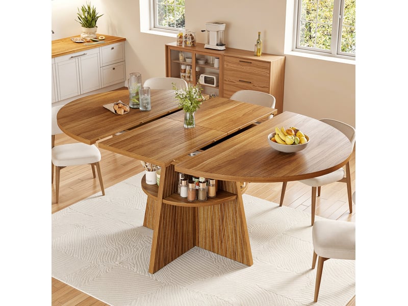 Table à manger extensible 110-150x110 cm mdf brun foncé avec rangement - Conforama B