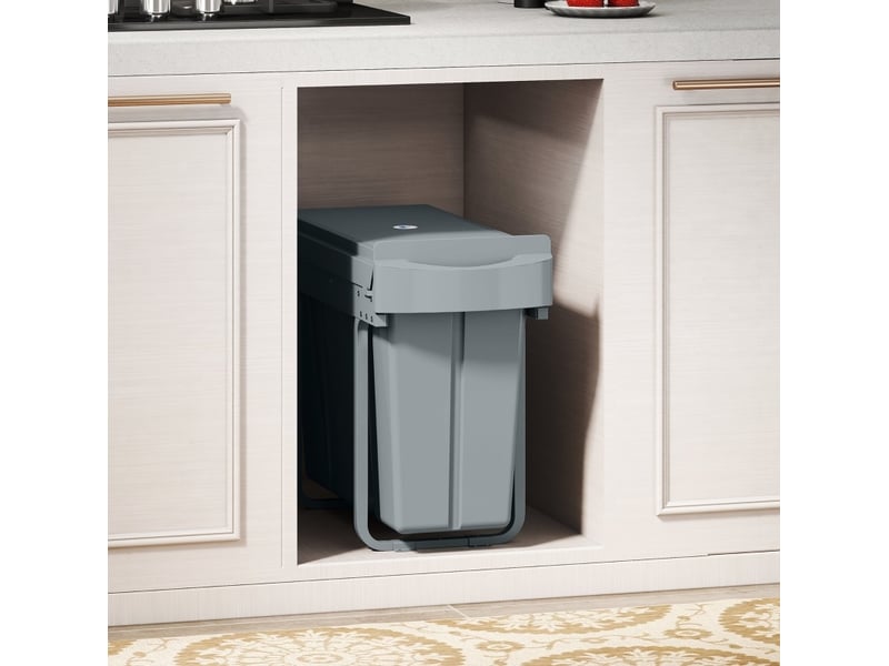  Poubelle encastrable tcqpz coulissante 30 l 20 l + 10 l 52 x 26 x 40,8 cm grise  - Conforama E