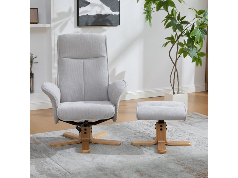  Fauteuil lounge pivotant multifonctionnel  78 x 78 x 102 cm - avec repose-pieds - pivotant à 360° - dossier réglable - tissu chenille - gris  - Conforama D
