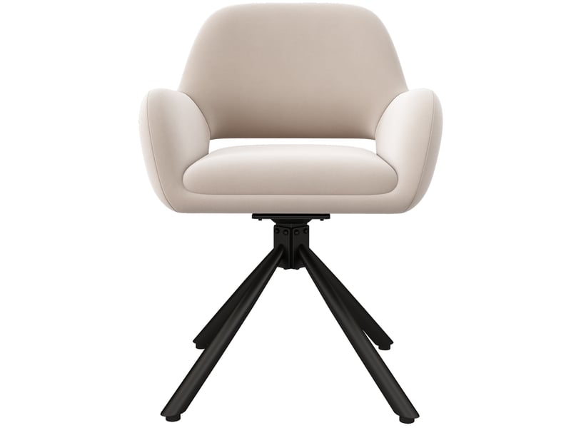  Lot de 6 chaises de salle à manger 60x60x80 cm, en tissu velouté beige, pivotantes, avec accoudoirs  - Conforama A