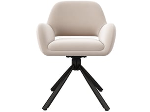 Lot de 6 chaises de salle à manger 60x60x80 cm, en tissu velouté beige, pivotantes, avec accoudoirs
