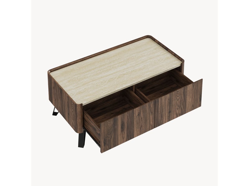  Table basse trorlon 100 x 50 x 40 cm effet noyer travertin [en.casa]  - Conforama W