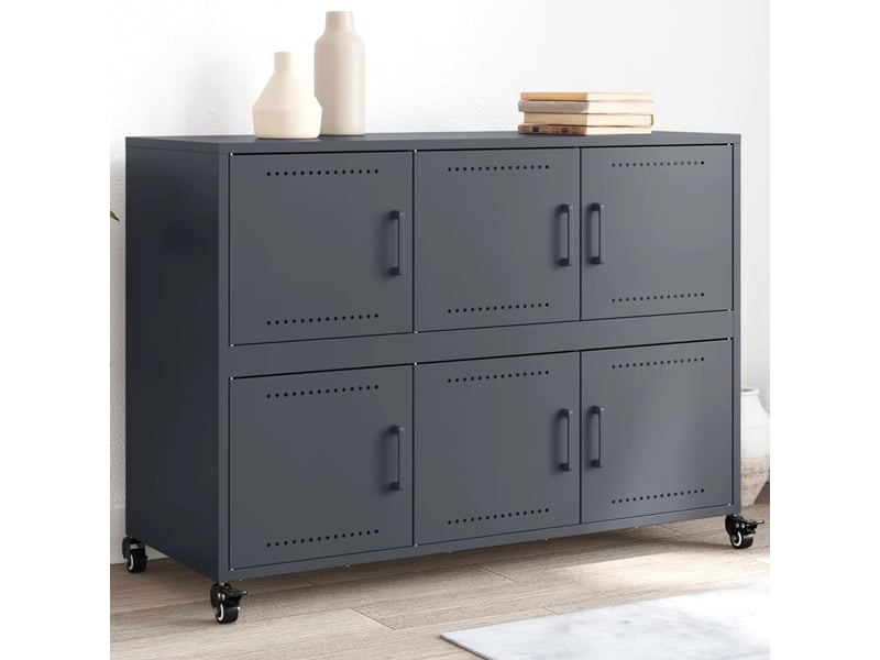  Buffet - bahut - meuble de rangement anthracite 100,5x39x72 cm acier  - Conforama B