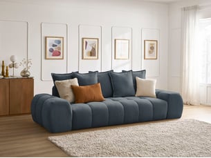 Canapé droit fixe BOBOCHIC EVEREST 3 places Tissu bleu