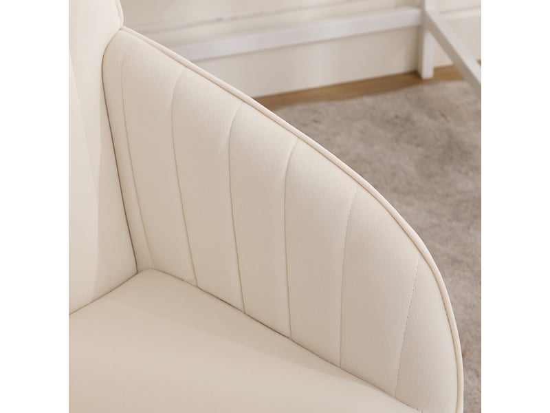  Chaise de bureau pivotante réglable en hauteur avec assise épaisse - lpospi - dossier ergonomique, velours - blanc  - Conforama D