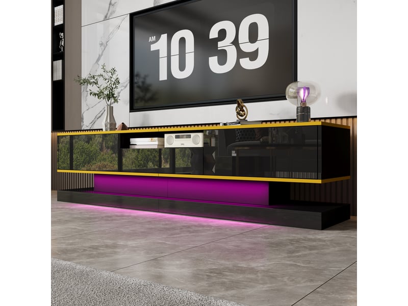  Meuble tv noir 180cm led meuble tv noir - Conforama D
