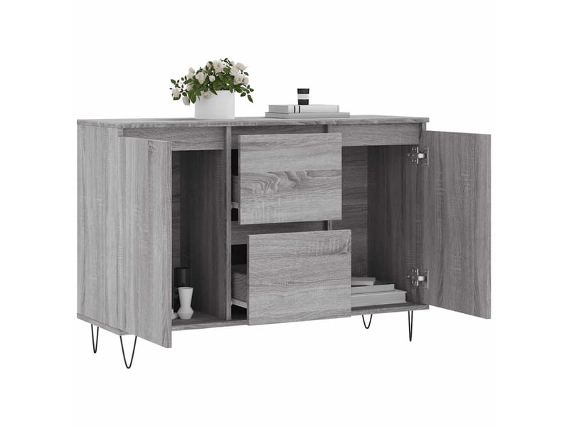  Buffet - bahut - meuble de rangement sonoma gris 101,5x35x70 cm bois d'ingénierie  - Conforama D