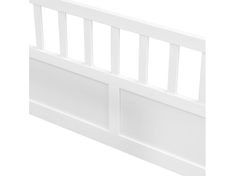  Lit 2 places enfant 2x90x200 cm blanc bois, deux couchages séparés avec hauts garde-corps  - Conforama B